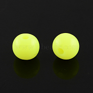 Fluorescent Acrylic Beads, Round, Yellow, 12mm, Hole: 2mm, about 500pcs/500g(MACR-R517-12mm-01)