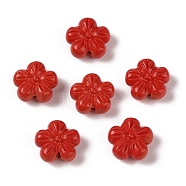 Synthetic Coral Beads, Dyed, Flower, FireBrick, 13.5x13.5x6.5mm, Hole: 1.5mm(CORA-C001-06)