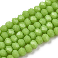 Opaque Solid Color Imitation Jade Glass Beads Strands, Faceted, Rondelle, Yellow Green, 2.9~3.3x2mm, Hole: 0.8mm,  about 148~150pcs/strand, 39.5~40cm(EGLA-A044-P2mm-D30)