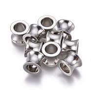 201 Stainless Steel European Beads, Large Hole Beads, Vase, Stainless Steel Color, 10x8mm, Hole: 6mm(STAS-F250-01P-A)