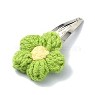 Handmade Cotton Knitting Ornament Iron Snap Hair Clips for Girls, Flower, 77x44x9mm(PHAR-JH00090-01)