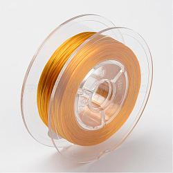 Japanese Eco-Friendly Dyed Flat Elastic Crystal String, Elastic Beading Thread, for Stretch Bracelet Making, Flat, Goldenrod, 0.6mm, about 60m/roll(65.62yards/roll)(EW-F005-0.6mm-04)
