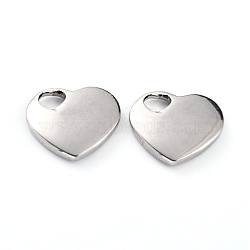 304 Stainless Steel Pendants, Heart, Stainless Steel Color, 19x20x4mm, Hole: 5x5mm(STAS-B005-02P)