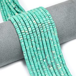 Dyed Synthetic Imperial Jasper Beads Strands, Frosted, Disc Beads, Heishi Beads, Turquoise, 4~4.5x2~2.5mm, Hole: 1mm, about 155~157pcs/strand, 15.24 inch(38.7cm)(G-P575-B09-4x2mm-02)