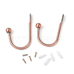 Zinc Alloy U Shape Hook Hangers Curtain, with Plastic Nut and Alloy Screws, for Bag Clothes Curtain Hanging Holder, Red Copper, 155x110x8~11mm, Hole: 5mm(SW-TAC0002-07F)