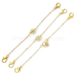 3Pcs 3 Styles Brass Magnetic Clasps, with End Chains and Zinc Alloy Lobster Claw Clasps, Golden, 115~118mm(AJEW-JB01295)