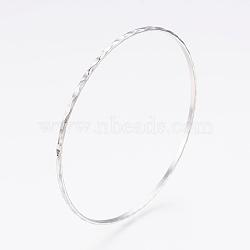304L Stainless Steel Buddhist Bangles, Ripple, Stainless Steel Color, 2-5/8 inch(6.8cm), 2.5mm(BJEW-G568-15P)