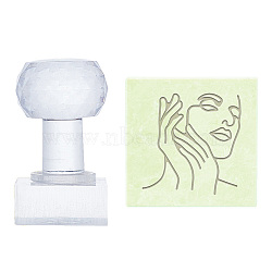 Clear Acrylic Soap Stamps, DIY Soap Molds Supplies, Rectangle, Human, 60x36x38mm, Pattern: 33x35mm(DIY-WH0438-019)