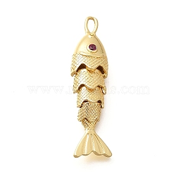 Rack Plating Brass Micro Pave Cubic Zirconia Pendants, Fish Charms, Long-Lasting Plated, Lead Free & Cadmium Free, Real 18K Gold Plated, 33x8.5x6mm, Hole: 3x1.5mm(KK-M309-38C-G)