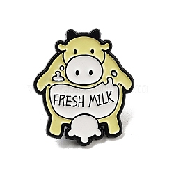 Mother Cow Alloy Enamel Brooch, Fresh Milk Enamel Pins for Backpack Clothes, Cattle, 31x26.5x1.5mm(JEWB-S020-02A)