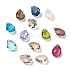 Pointed Back Glass Rhinestone Cabochons, Teardrop, Faceted, Mixed Color, 10x6x4~4.5mm(GLAA-B012-32B)