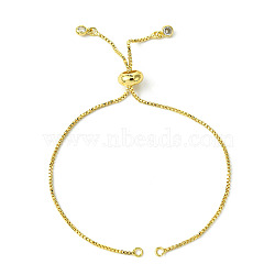 5Pcs Rack Plating Adjustable Brass Slider Bracelet Making, with Cubic Zirconia, Long-Lasting Plated, Golden,  11.8~12.2cm(MAK-FS0001-03G)