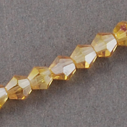 Glass Beads Strands, AB Color Plated, Faceted, Bicone, Goldenrod, 2x3mm, Hole: 0.5mm, about 200pcs/strand, 16.5 inch(EGLA-S056-2mm-08)