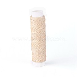 Round Waxed Polyester Twisted Cord, Micro Macrame Cord, for Leather Projects, Bookbinding, Bisque, 0.65mm, about 21.87 yards(20m)/roll(YC-L003-D-18)