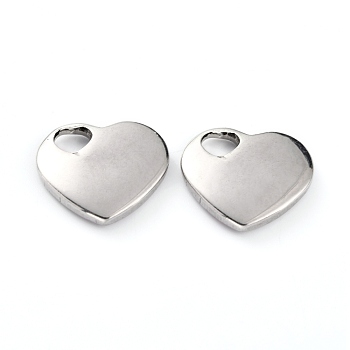 304 Stainless Steel Pendants, Heart, Stainless Steel Color, 19x20x4mm, Hole: 5x5mm