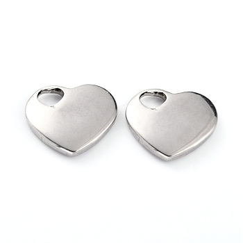 Non-Tarnish 304 Stainless Steel Pendants, Heart, Stainless Steel Color, 19x20x4mm, Hole: 5x5mm