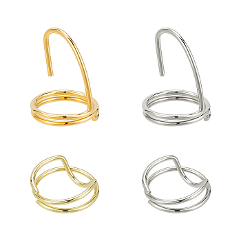 4Pcs 4 Styles Brass Finger Nail Tip Claw Rings, Fingernail Claw Nail Cap Cover Ring, for Women Girls, Mixed Color, 4~22.5mm, 1pc/style