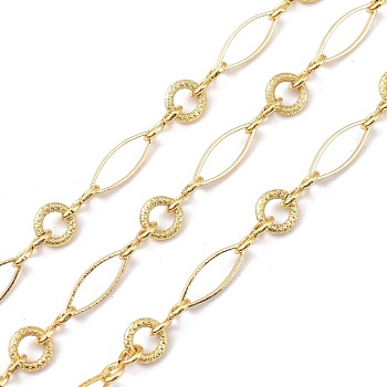 Brass Figaro Chain, with Spool, Unwelded, Real 18K Gold Plated, 7x1.5mm, 14x5x1mm and 8x3x1mm