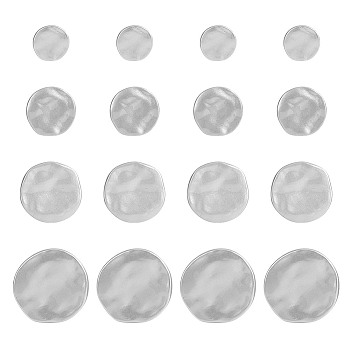 16Pcs 4 Styles 1-Hole Alloy Shank Buttons, Flat Round, Matte Gold Color, 18.5~37x6.5~7mm, Hole: 2~2.8mm, 4pcs/style