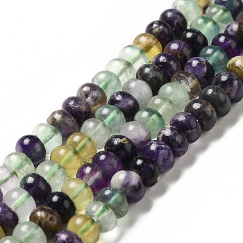 Natural Colorful Fluorite Beads Strands, Rondelle, 8x5mm, Hole: 0.7mm, about 70pcs/strand, 14.76~14.96 inch(37.5~38cm)