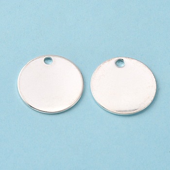 Brass Pendants, Stamping Blank Tag, Flat Round, Silver, 20x1mm, Hole: 2mm