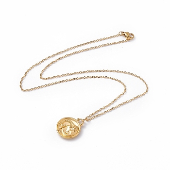 Ion Plating(IP) 304 Stainless Steel Pendant Necklace for Men Women, Constellation Theme, Golden, Virgo, 17.72 inch(45cm)