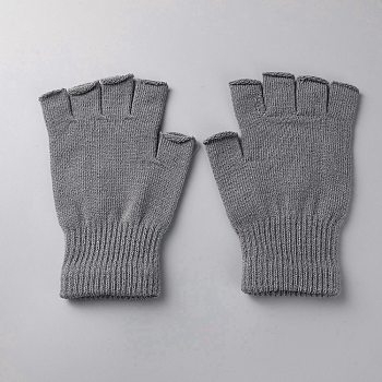 Polyester Fingerless Gloves, Silver, 185x135x14.5mm