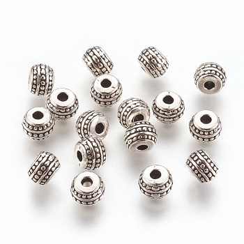 Tibetan Style Alloy Spacer Beads, Rondelle, Lead Free & Cadmium Free, Antique Silver, 7mm, Hole: 1mm