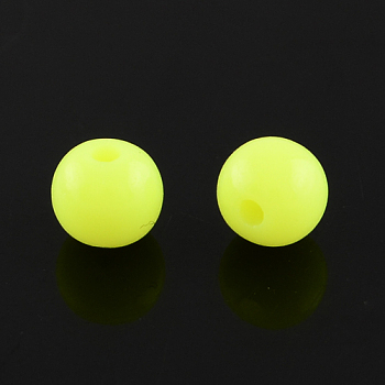 Fluorescent Acrylic Beads, Round, Yellow, 12mm, Hole: 2mm, about 500pcs/500g