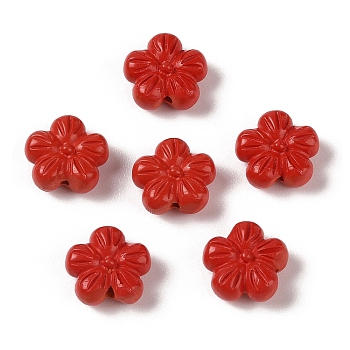 Synthetic Coral Beads, Dyed, Flower, FireBrick, 13.5x13.5x6.5mm, Hole: 1.5mm