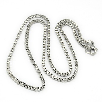 Trendy Unisex 201 Stainless Steel Box Chain Necklaces, with Lobster Claw Clasps, Stainless Steel Color, 21.65 inch(55cm)