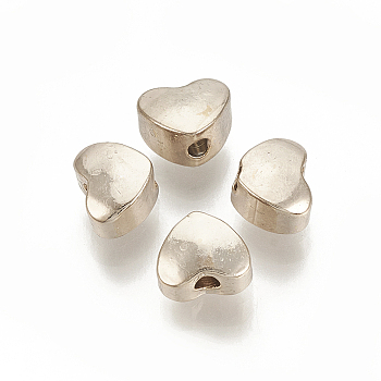 Brass Spacer Beads, Heart, Coffee Golden, 4.5x5.5x3.5mm, Hole: 1.2mm