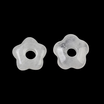 Natural Quartz Crystal Pendants, Rock Crystal Flower Charms, 14.5~15x15.5x5~5.5mm, Hole: 4mm