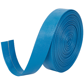 5M Folding PU Leather Flat Cord, Deep Sky Blue, 20x1mm, about 5.47 Yards(5m)/Bundle