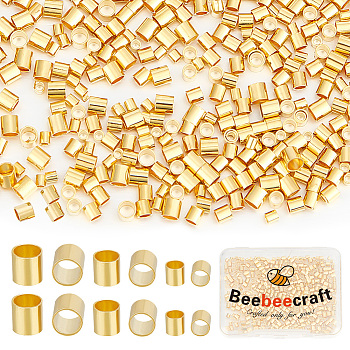 600Pcs 3 Styles Brass Spacer Beads, Tube/Column, Real 18K Gold Plated, 1.5~2.5x1.5~2.5mm, Hole: 1~2mm, 200pcs/style