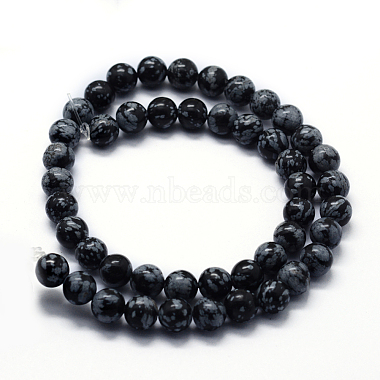 Chapelets de perles de flocon de neige en obsidienne naturelle(G-I199-36-6mm)-2