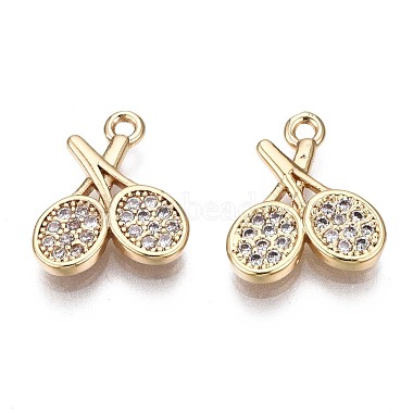 Real 18K Gold Plated Clear Sports Goods Brass+Cubic Zirconia Charms
