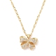 Brass Micro Pave Clear Cubic Zirconia Bowknot Pendant Necklaces for Women(NJEW-S432-02G-02)-1