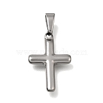 304 Stainless Steel Pendants, Cross Charms, Stainless Steel Color, 23x15.5x3.5mm, Hole: 7x4.5mm(SA-CBAC939-03P)