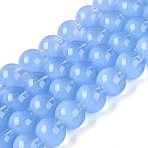 Transparent Glass Imitation Cat Eye Beads Strands, Round, Cornflower Blue, 9.5~10mm, Hole: 1~1.4mm, about 85~89pcs/strand, 29.72~31.5 inch(75.5~80cm)(GLAA-Q110-01C-05)