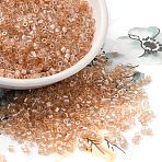 Transparent Colours Luster Glass Seed Beads, Hexagon(Two Cut), Light Salmon, 2x1.5mm, Hole: 0.9mm(SEED-S042-20B-01)