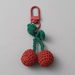 Cherry Wool Knitting Pendant Decorations, for Keychain Earphone Bag Gift Pendant Decoration, Red, 88mm(HJEW-WH0068-12B)