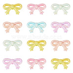30Pcs Opaque UV Plating Acrylic Beads, Iridescent, Bowknot with Star, Mixed Color, 20x33.5x10mm, Hole: 2mm(OACR-TA0003-68)