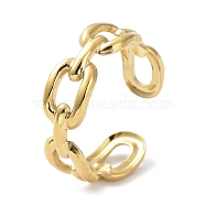304 Stainless Steel Finger Rings, Polished, Cable Chain Style Cuff Rings for Women, Real 18K Gold Plated, 6.5mm, Inner Diameter: 18mm(RJEW-L109-009G)