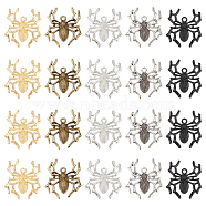 PandaHall Elite 20Pcs 5 Colors Halloween Alloy Pendants, Cadmium Free & Lead Free, Spider, Mixed Color, 34x31x4.5mm, Hole: 2.5mm, 4pcs/color(FIND-PH0004-97)