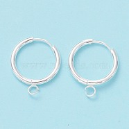 201 Stainless Steel Huggie Hoop Earring Findings, with Horizontal Loop and 316 Surgical Stainless Steel Pin, Silver, 22x18x3mm, Hole: 2.5mm, Pin: 1mm(STAS-P283-01S-S)