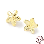925 Sterling Silver Peg Bails Pin Charms, for Baroque Pearl Making, 5-Petal Flower, Real 18K Gold Plated, 5.5~6x6x6mm, Hole: 1.6mm, Pin: 0.7mm(STER-P050-07G)