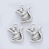 Tibetan Style Alloy Pendants, Cadmium Free & Lead Free, Squirrel, Antique Silver, 17x14.5x4mm, Hole: 1.8mm, about 277pcs/500g(TIBE-R316-021AS-RS)