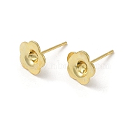 Flower 201 Stainless Steel Stud Earring Findings, Earring Settings with 304 Stainless Steel Pins, Real 18K Gold Plated, 8x8mm, Pin: 11x0.7mm, Tray: 3.3mm(STAS-Q315-07G)