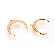 Brass Charms, Double Horn/Crescent Moon, Nickel Free, Real 18K Gold Plated, 13x14x1mm, Hole: 0.8mm(X-KK-S350-362)